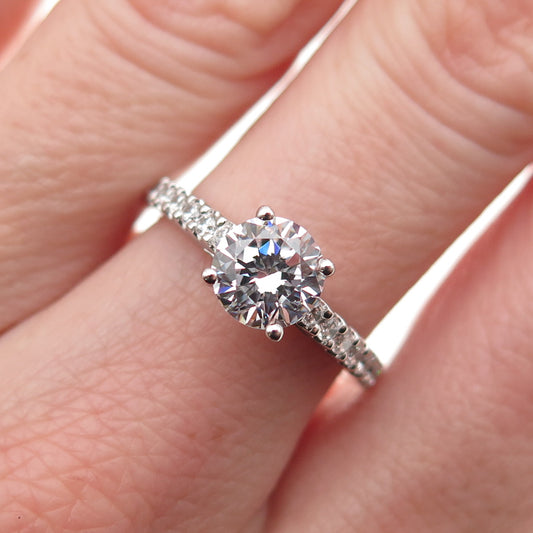 925 Sterling Silver Round-Cut C Z Engagement Ring Size 6.5