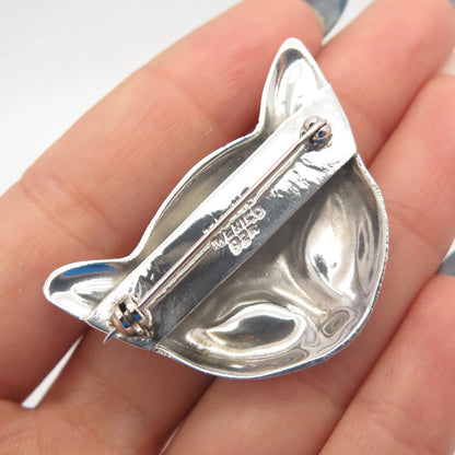 925 Sterling Silver Vintage Mexico Cat / Kitty Pin Brooch