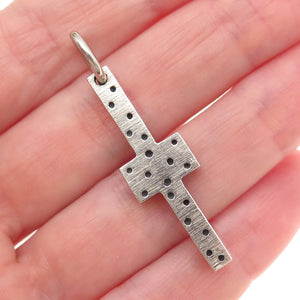 925 Sterling Silver Vintage Dotted Cross Charm Pendant