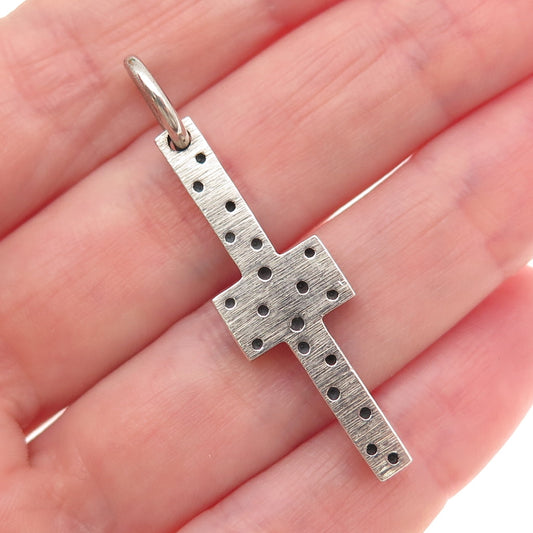 925 Sterling Silver Vintage Dotted Cross Charm Pendant