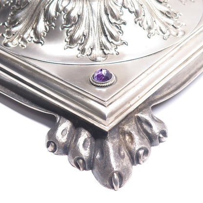 W.J. FEELEY CO. Sterling Silver Antique Amethyst Table Lamp / Candelabra Stand