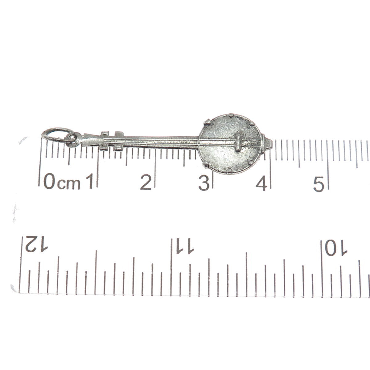925 Sterling Silver Antique Art Deco Banjo Musical Instrument Charm Pendant