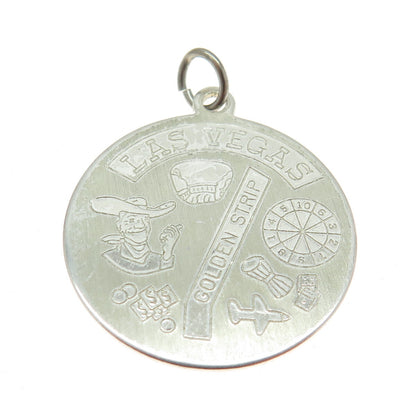 ROSECRAFT 925 Sterling Silver Vintage "Las Vegas" for Good Luck Pendant