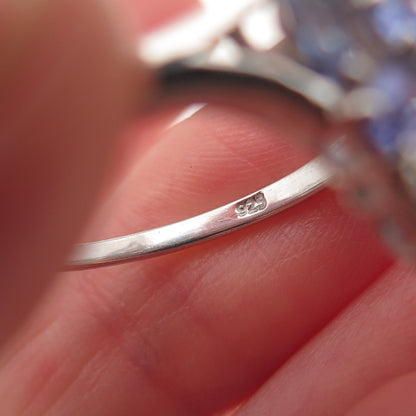 Chuck Clemency 925 Sterling Silver Real Multi-Cut Tanzanite Cluster Ring Size 8
