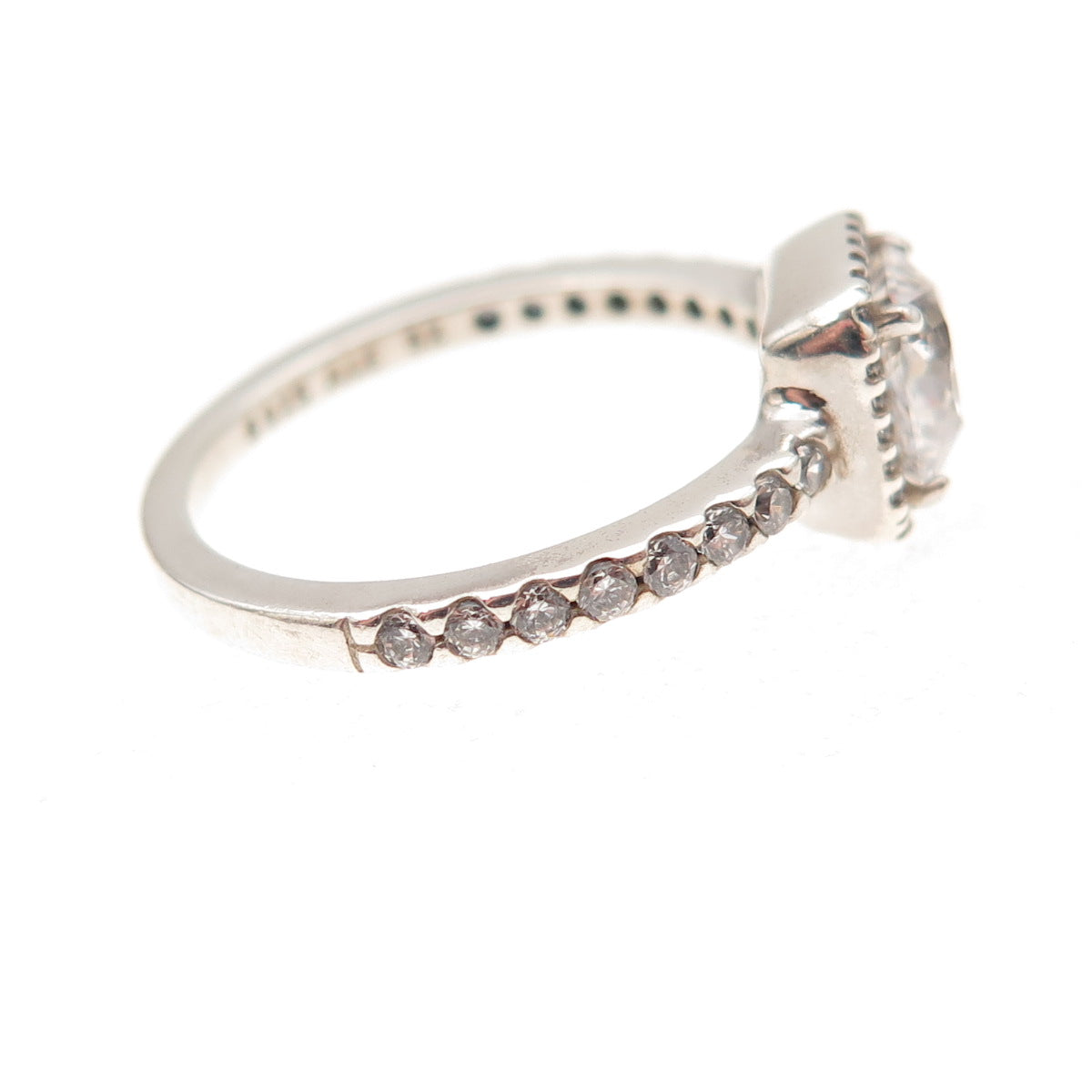 Pandora 925 Sterling Silver C Z Engagement Ring Size 6