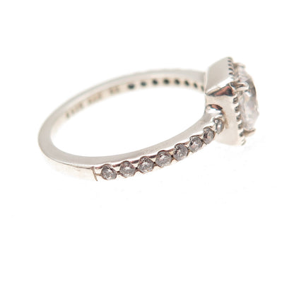 Pandora 925 Sterling Silver C Z Engagement Ring Size 6
