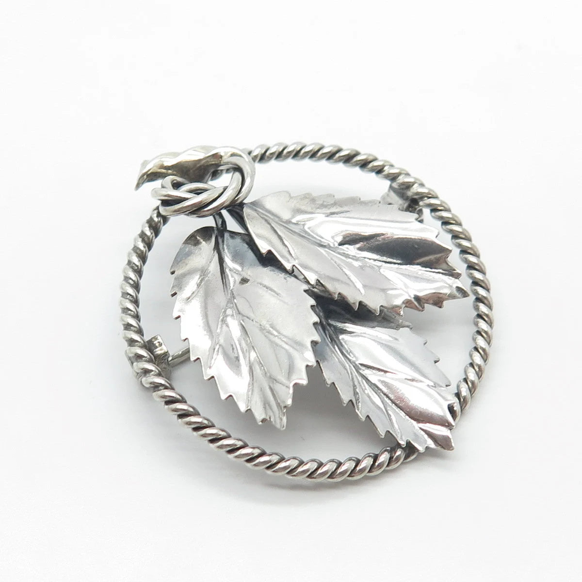925 Sterling Silver Vintage Leaf Pin Brooch
