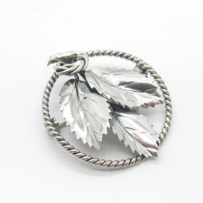 925 Sterling Silver Vintage Leaf Pin Brooch