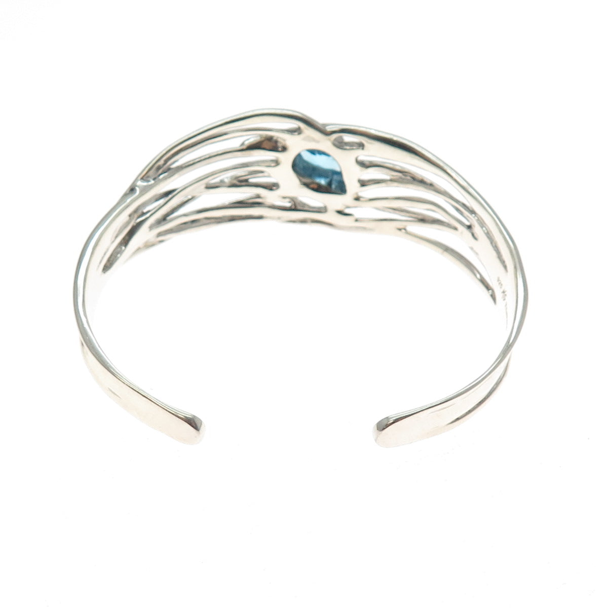 HAGIT GORALI 925 Sterling Vintage Blue Topaz Modernist Adjustable Bracelet 6.5"