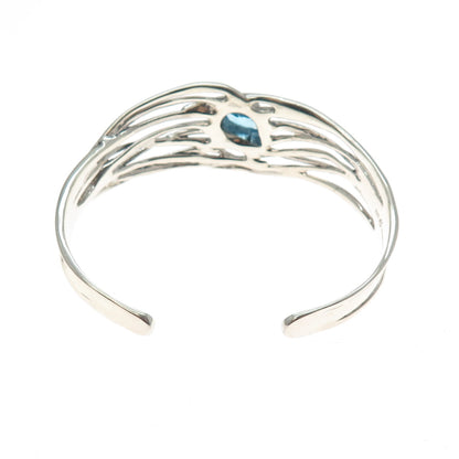 HAGIT GORALI 925 Sterling Vintage Blue Topaz Modernist Adjustable Bracelet 6.5"
