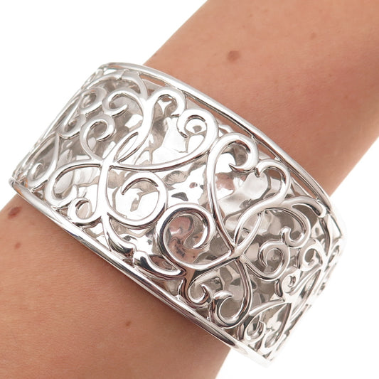Key Star 925 Sterling Silver Vintage Floral Ornate Adjustable Bracelet 7.25"