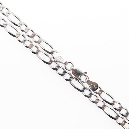 925 Sterling Silver Italy Figaro Chain Necklace 16"