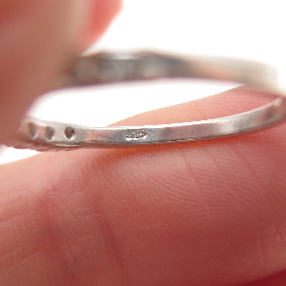 925 Sterling Silver Round-Cut C Z Half Eternity Stackable Ring Size 7