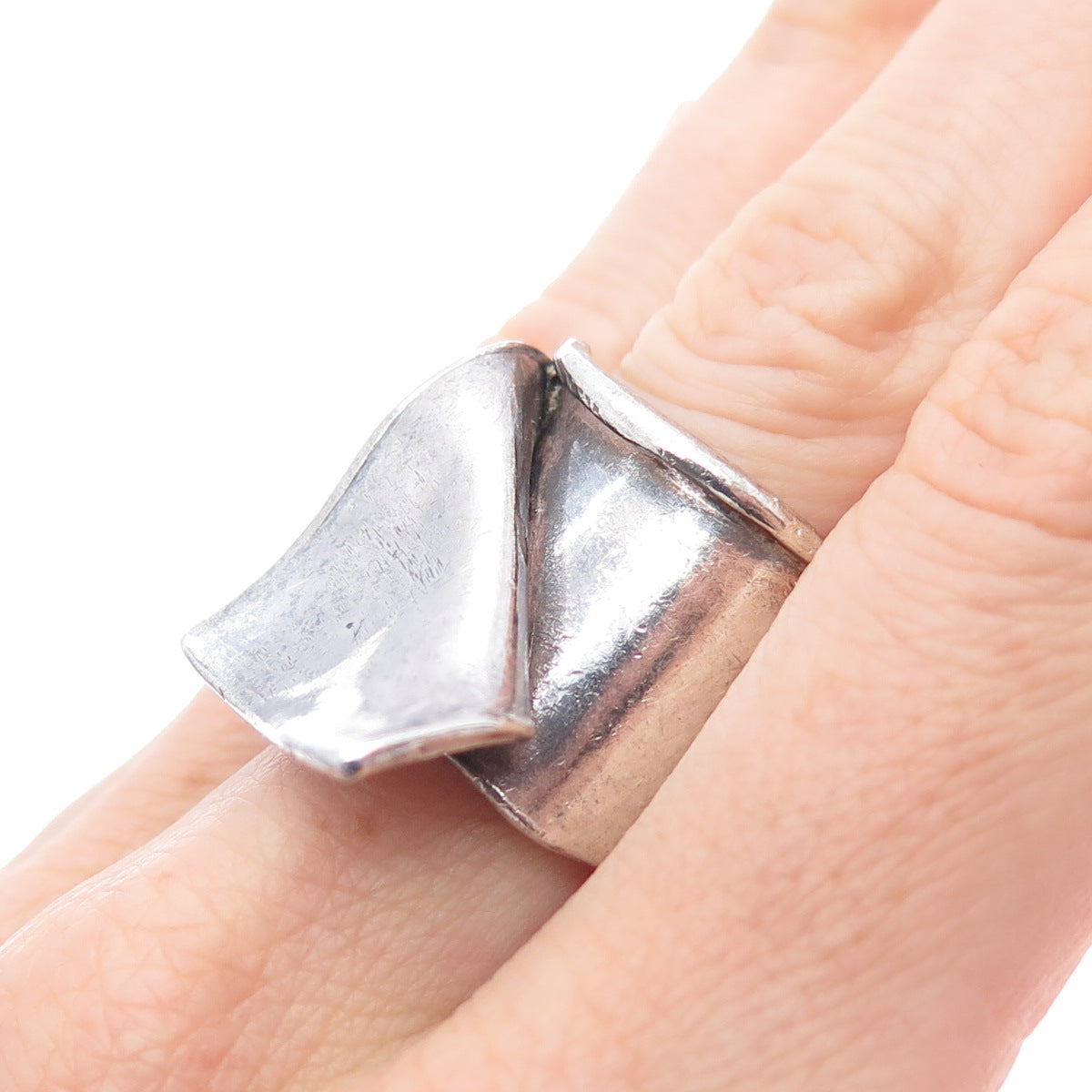 NIELS NIELSEN 925 Sterling Silver Vintage Modernist Oxidized Ring Size 8.25