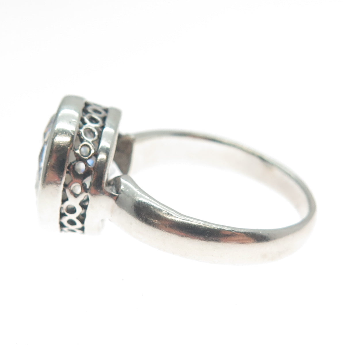 925 Sterling Silver Round-Cut Shaped C Z Engagement Ring Size 8.75