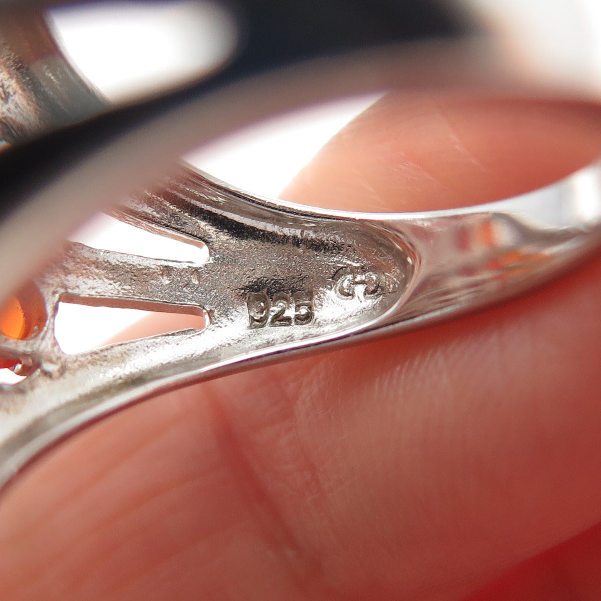 925 Sterling Silver Real Cabochon Fire Opal Cluster Ring Size 6.25