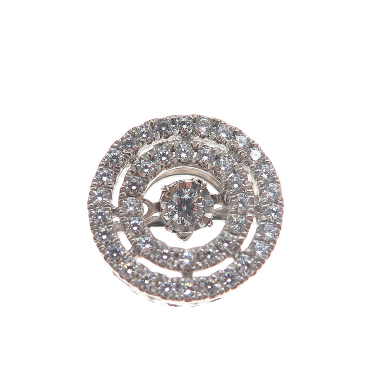 925 Sterling Silver Round-Cut Shaped C Z Sparkle Minimalist Slide Pendant