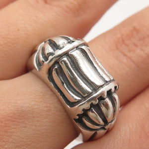 925 Sterling Silver Vintage Tribal Domed Ring Size 7
