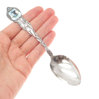 SHEPARD 925 Sterling Silver Antique Enamel Illinois States & Cities Coffee Spoon