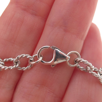 925 Sterling Silver Real Diamond Heart & Key Bracelet 7" (missing stone)