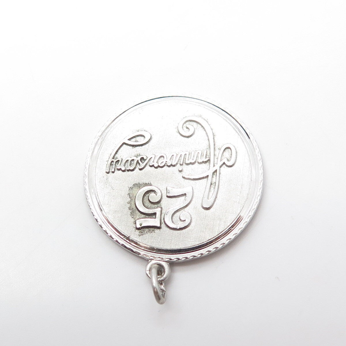 GRIFFITH & SONS CO. 925 Sterling Silver Vintage "Anniversary 25" Round Pendant