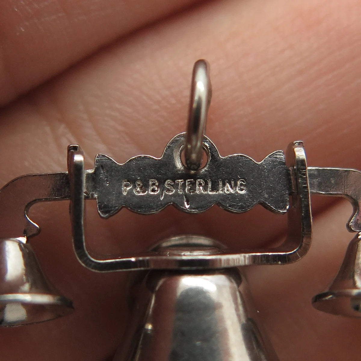 PAYE & BAKER 925 Sterling Silver 2-Tone Antique Art Deco Retro Telephone Pendant