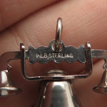 PAYE & BAKER 925 Sterling Silver 2-Tone Antique Art Deco Retro Telephone Pendant