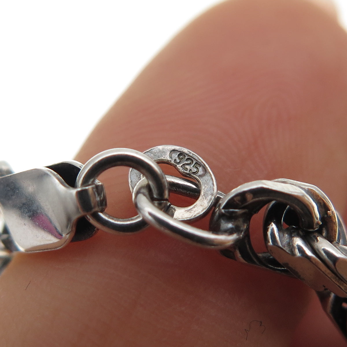 925 Sterling Silver Vintage Italy Twisted Rope Oxidized Link Bracelet 6.75"