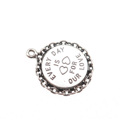 Beau Sterling Silver Antique Art Deco Every Day Is For Our Love Charm Pendant