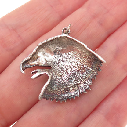 925 Sterling Silver Vintage Bald Eagle Head Oxidized Charm Pendant
