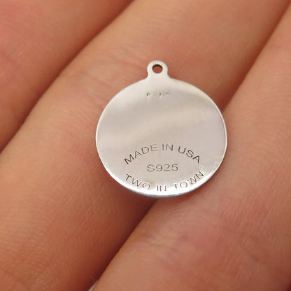 925 Sterling Silver USA Two In Town Bat Charm Pendant