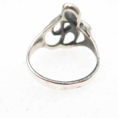 925 Sterling Silver Vintage Modernist Oxidized Ring Size 8
