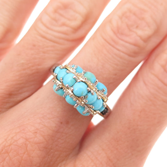Chuck Clemency 925 Sterling Silver Real Turquoise Spinel White Topaz Ring Size 8