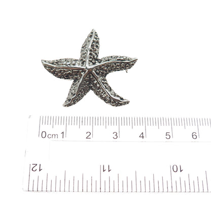 TERASURE 925 Sterling Silver Vintage Starfish Oxidized Pin Brooch