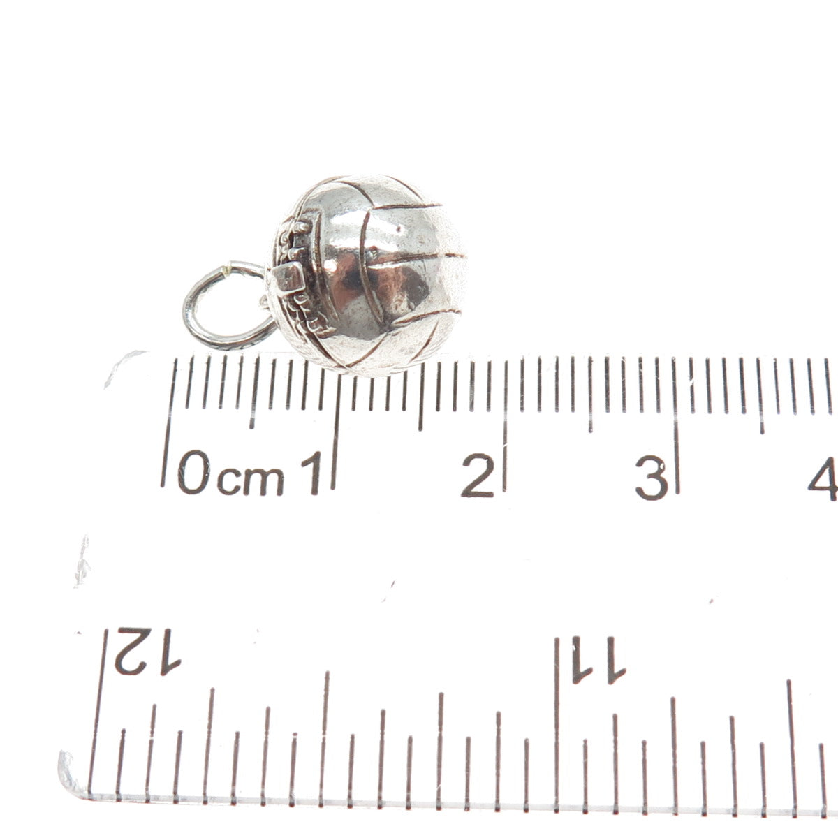 925 Sterling Silver Vintage Basketball Oxidized Minimalist Locket Charm Pendant