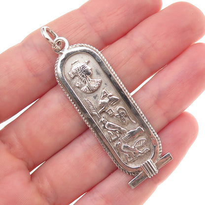 800 Silver Vintage Egyptian Cartouche Oxidized Pendant