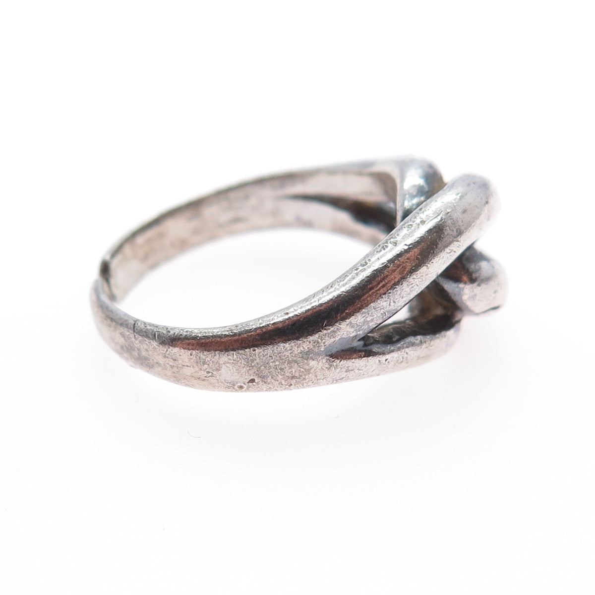 925 Sterling Silver Vintage Modernist Interlocked Oxidized Ring Size 7