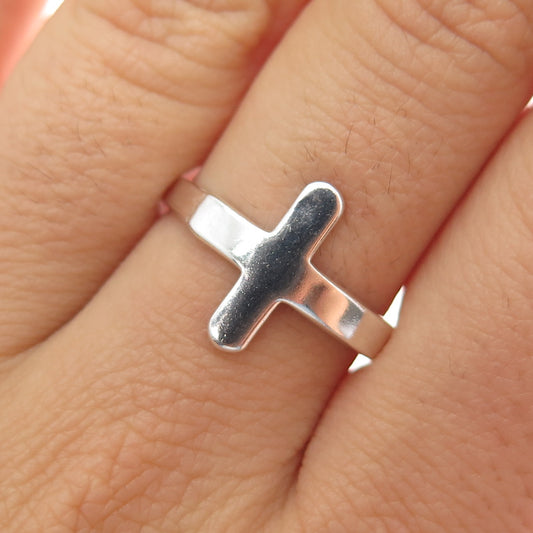 925 Sterling Silver Vintage Cross Ring Size 8
