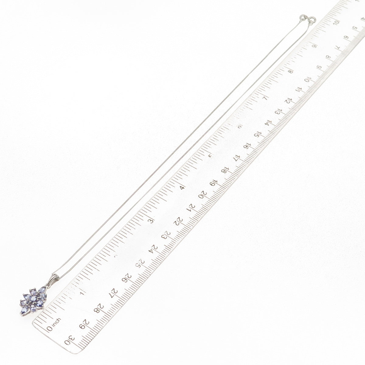 925 Sterling Silver Real Tanzanite Floral Cuban Chain Necklace 18"