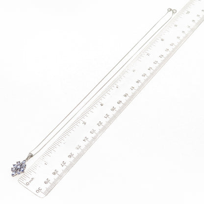 925 Sterling Silver Real Tanzanite Floral Cuban Chain Necklace 18"
