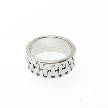 NEOS 925 Sterling Silver Textured Sewing Stitches Band Ring Size 8.25