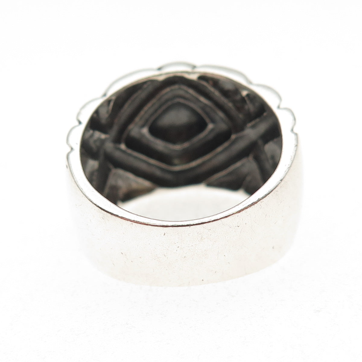 Chapal Zenray 925 Sterling Silver Vintage Modernist Oxidized Ring Size 7.5