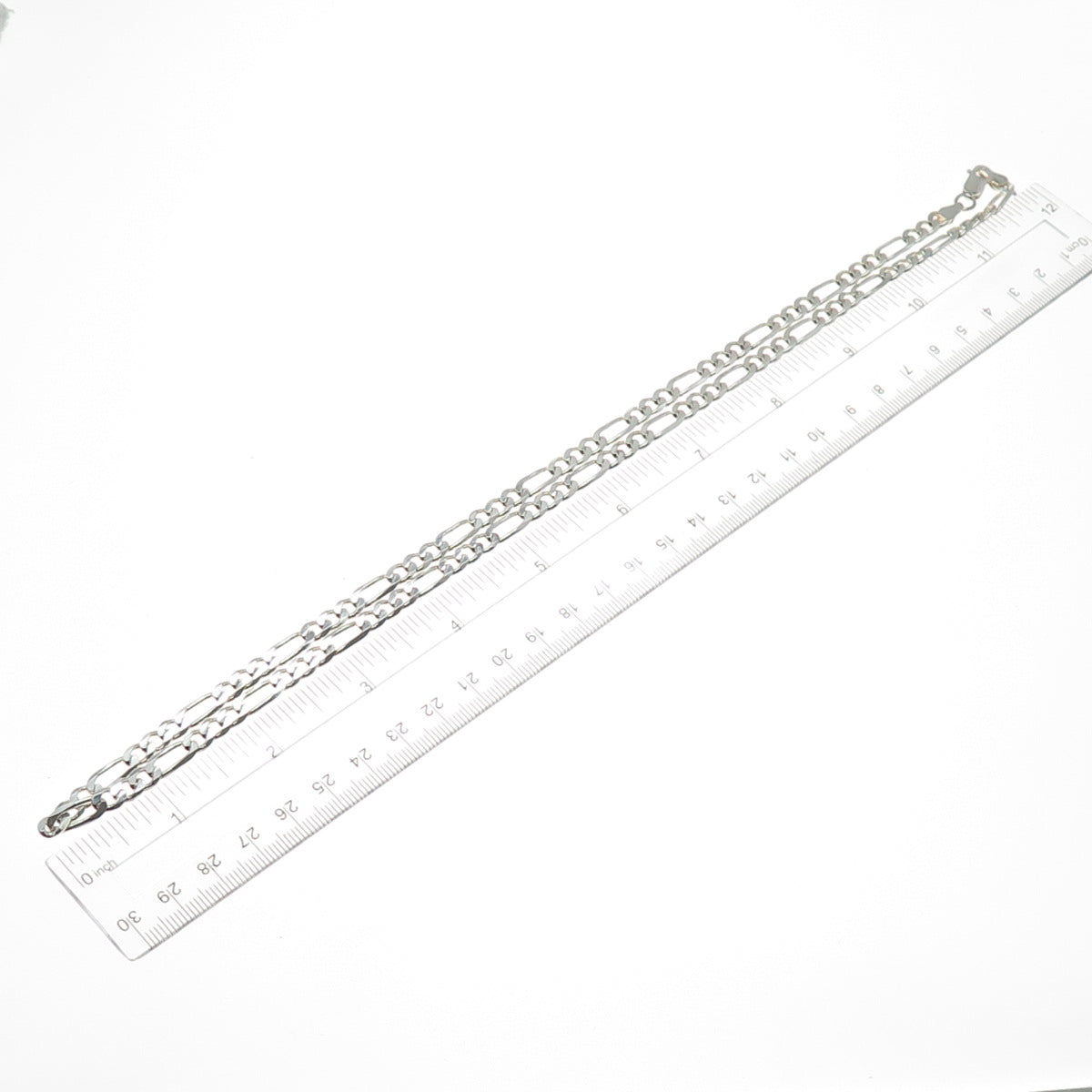 925 Sterling Silver Vintage Italy Figaro Chain Necklace 24"