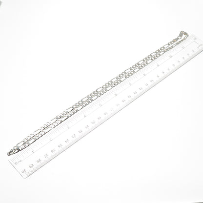 925 Sterling Silver Vintage Italy Figaro Chain Necklace 24"