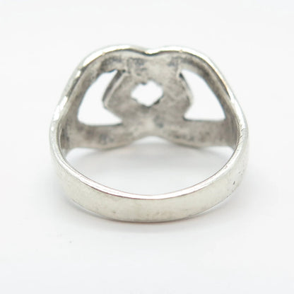 925 Sterling Silver Vintage Knot Modernist Ring Size 6