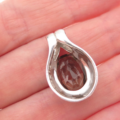 Kabana 925 Sterling Silver Vintage Real Smoky Quartz Mini Slide Charm Pendant