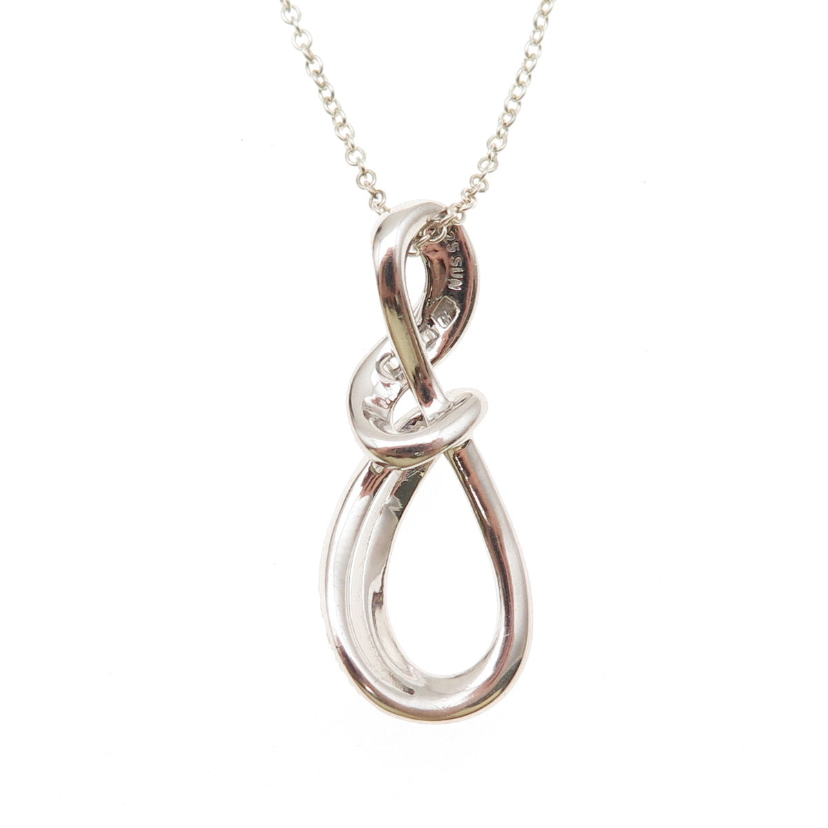 Sun 925 Sterling Silver Real Diamond Infinity Cable Chain Necklace 18"
