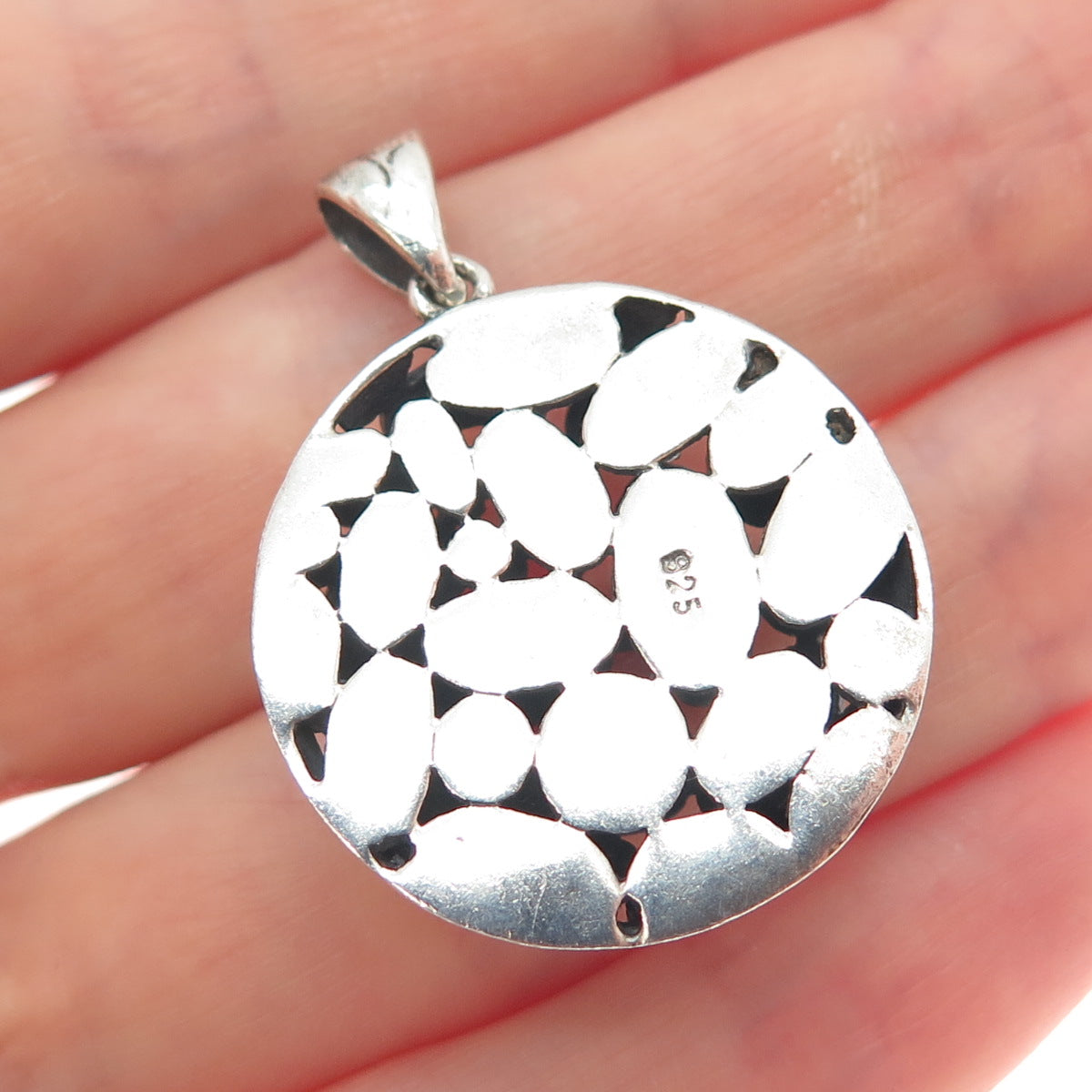 925 Sterling Silver Vintage Pebble / Kali Dome Pendant