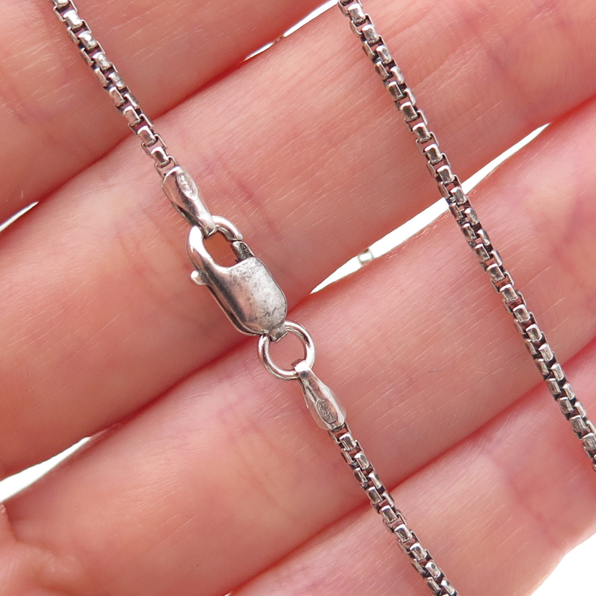 925 Sterling Silver Italy Round Box Chain Necklace 18"