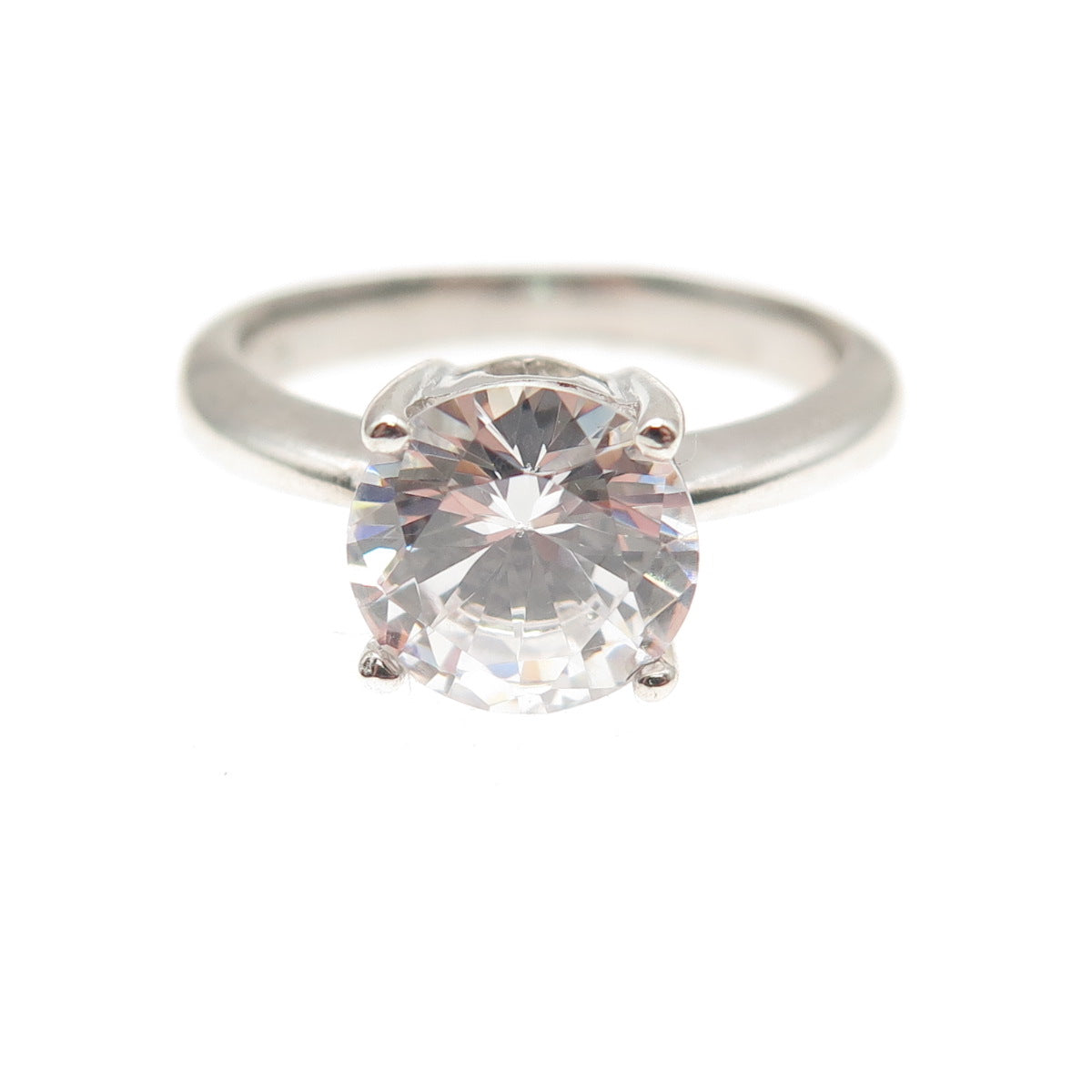 Sai 925 Sterling Silver Round-Cut C Z Engagement Ring Size 8